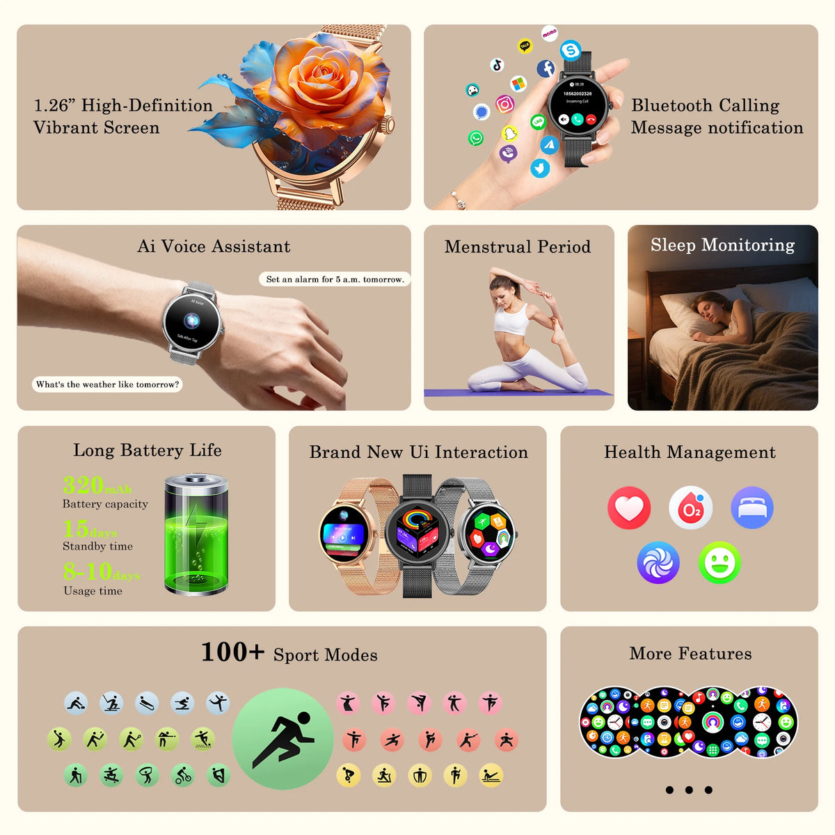 BLACKVIEW Smartwatch for Women with Fitness and Heart Rate Tracking