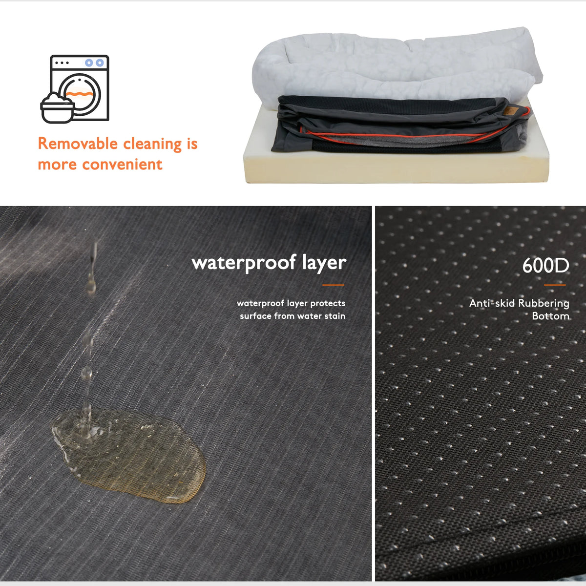 BINGOPAW Orthopedic Memory Foam Quilted Bolster Dog Bed