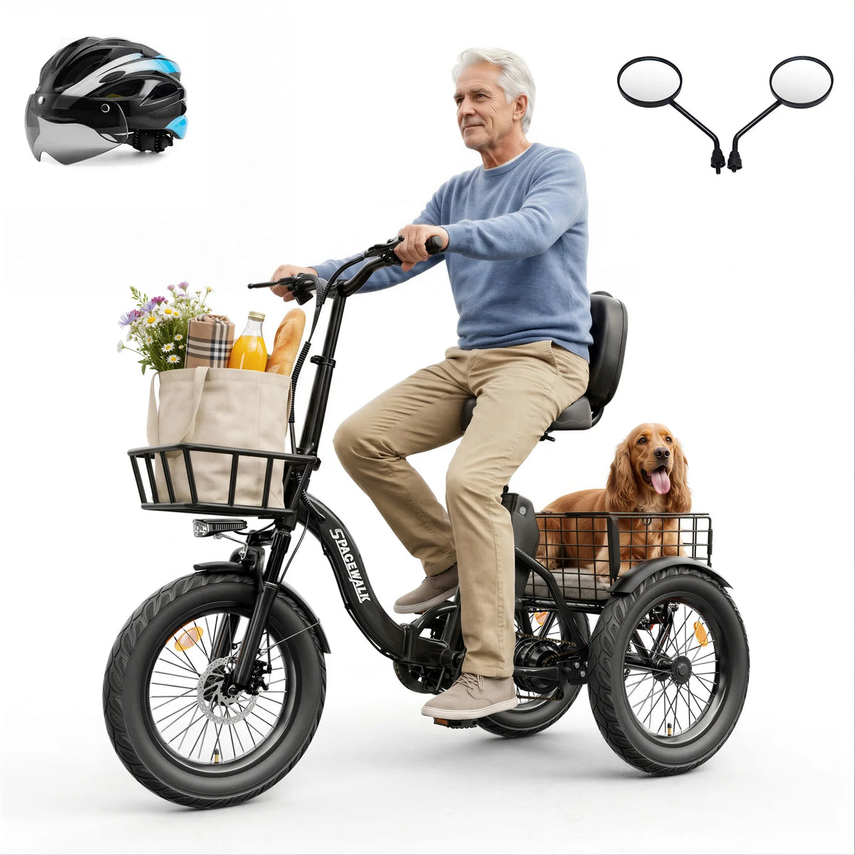 EILLEO SPACEWALK 1200W Peak Electric Tricycle With Rear Cargo Basket