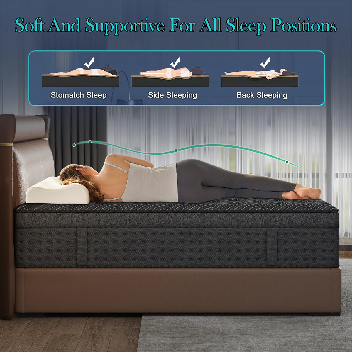 LayRoad Memory Foam Pocket Spring Mattress With Pressure Relief