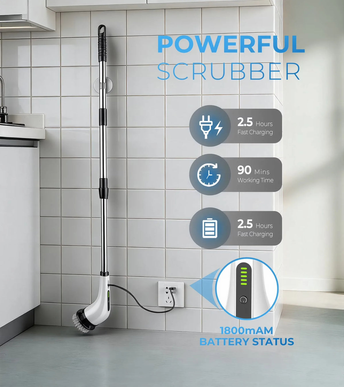 Cordless Electric Spin Scrubber for Bathroom and Kitchen Cleaning