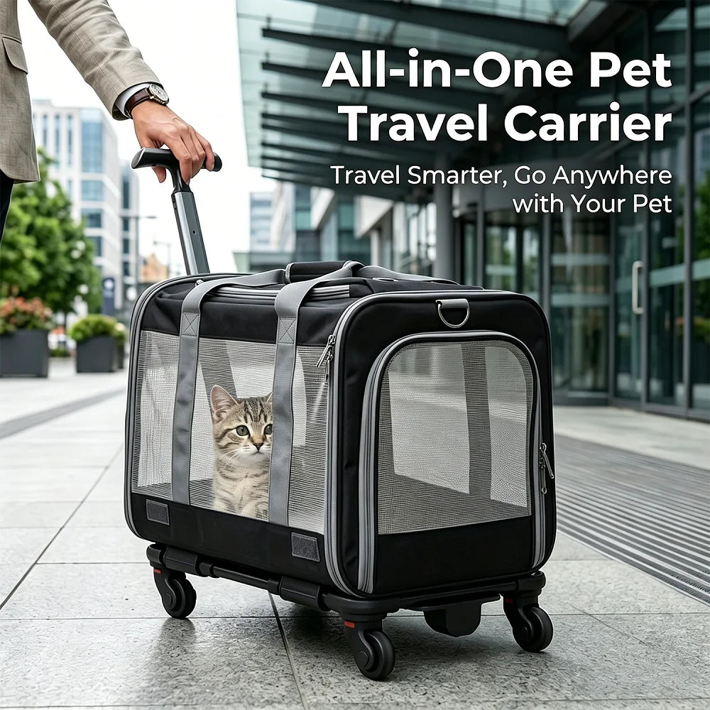 Oxford Fabric Pet Backpack Stroller With Retractable Handle