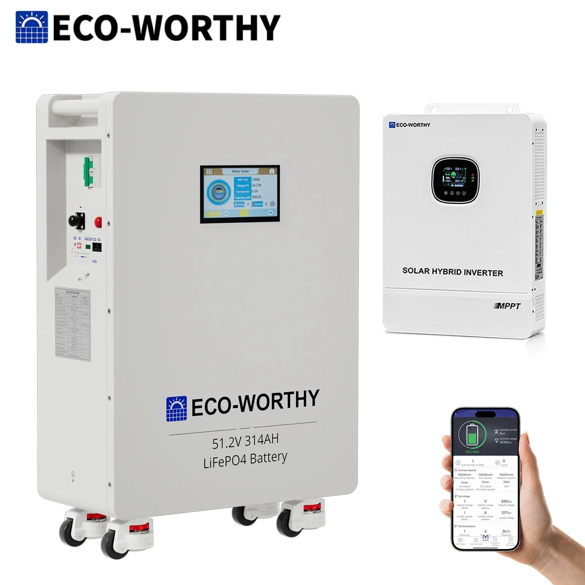 ECO-WORTHY LiFePO4 Energy Storage System With 10kW Hybrid Inverter