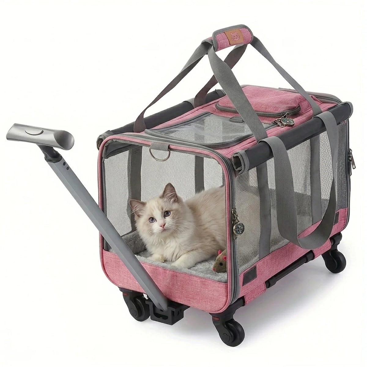 Oxford Fabric Pet Backpack Stroller With Retractable Handle