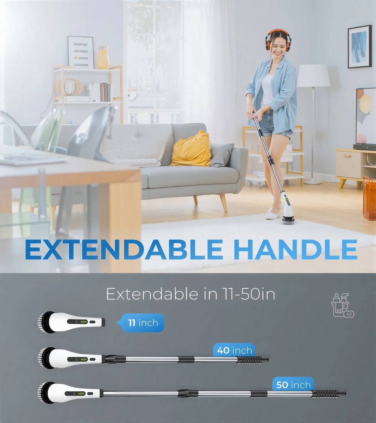 Cordless Electric Spin Scrubber for Bathroom and Kitchen Cleaning