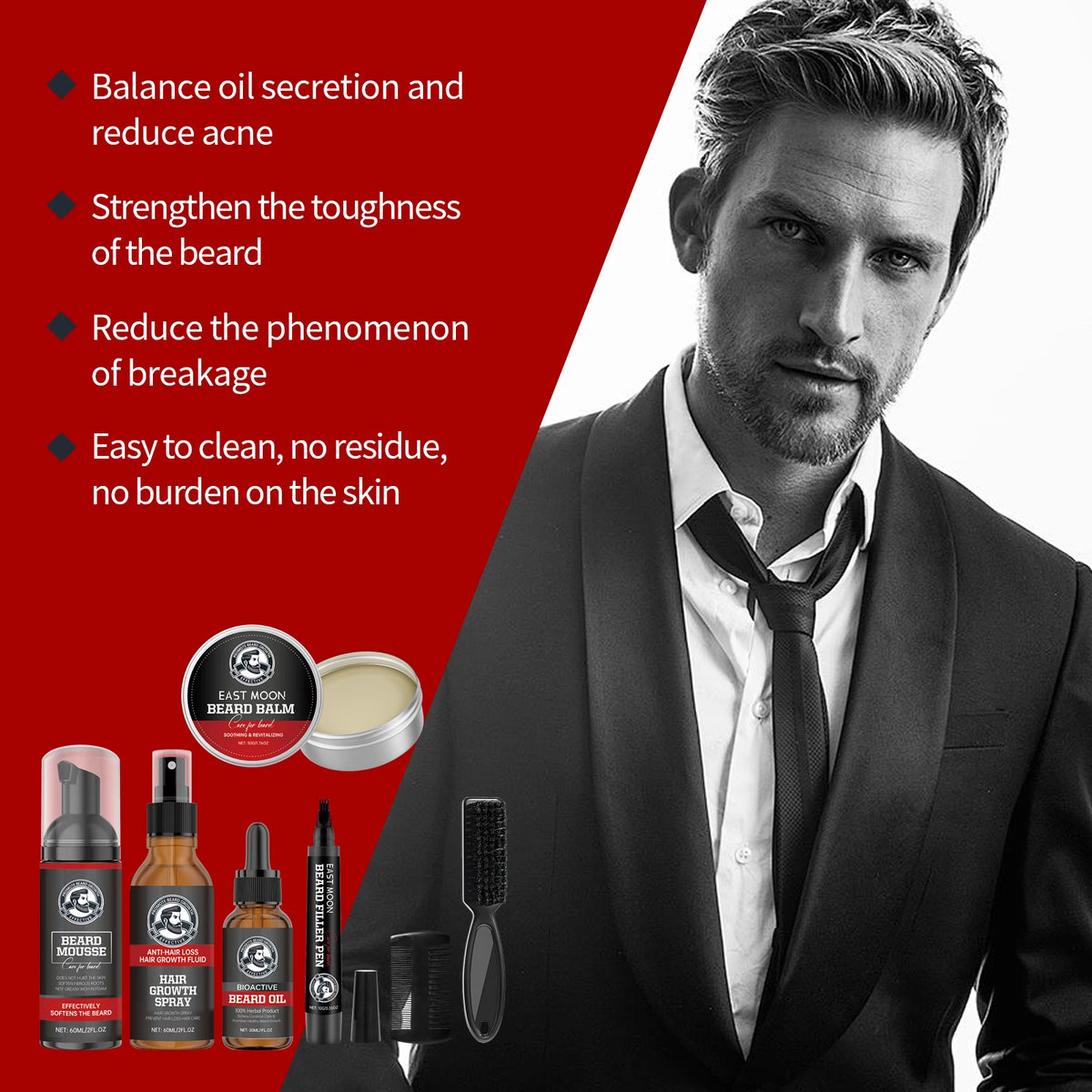 Men's Beard Care Set With Jojoba Oil For Moisturized Skin