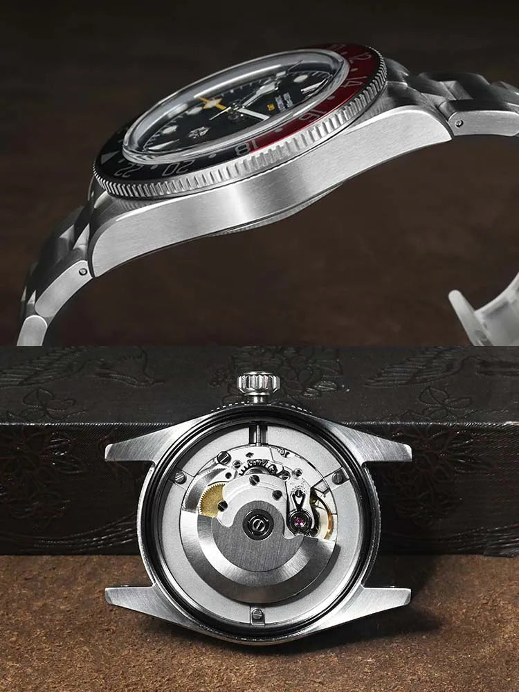 San Martin Automatic GMT Watch Sapphire Crystal 100M Water Resistant