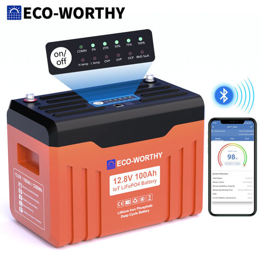 ECO-WORTHY Bluetooth LiFePO4 Battery With Low Temperature Protection