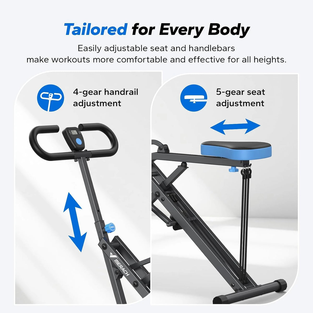 MERACH Foldable Adjustable Squat Rowing Machine for Home Workouts