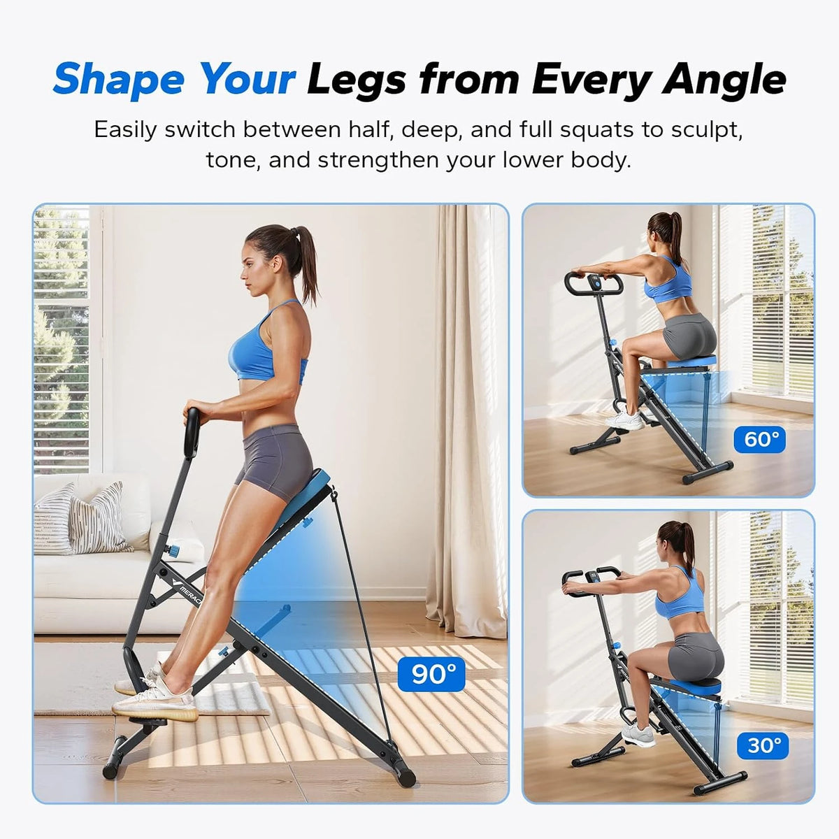 MERACH Foldable Adjustable Squat Rowing Machine for Home Workouts