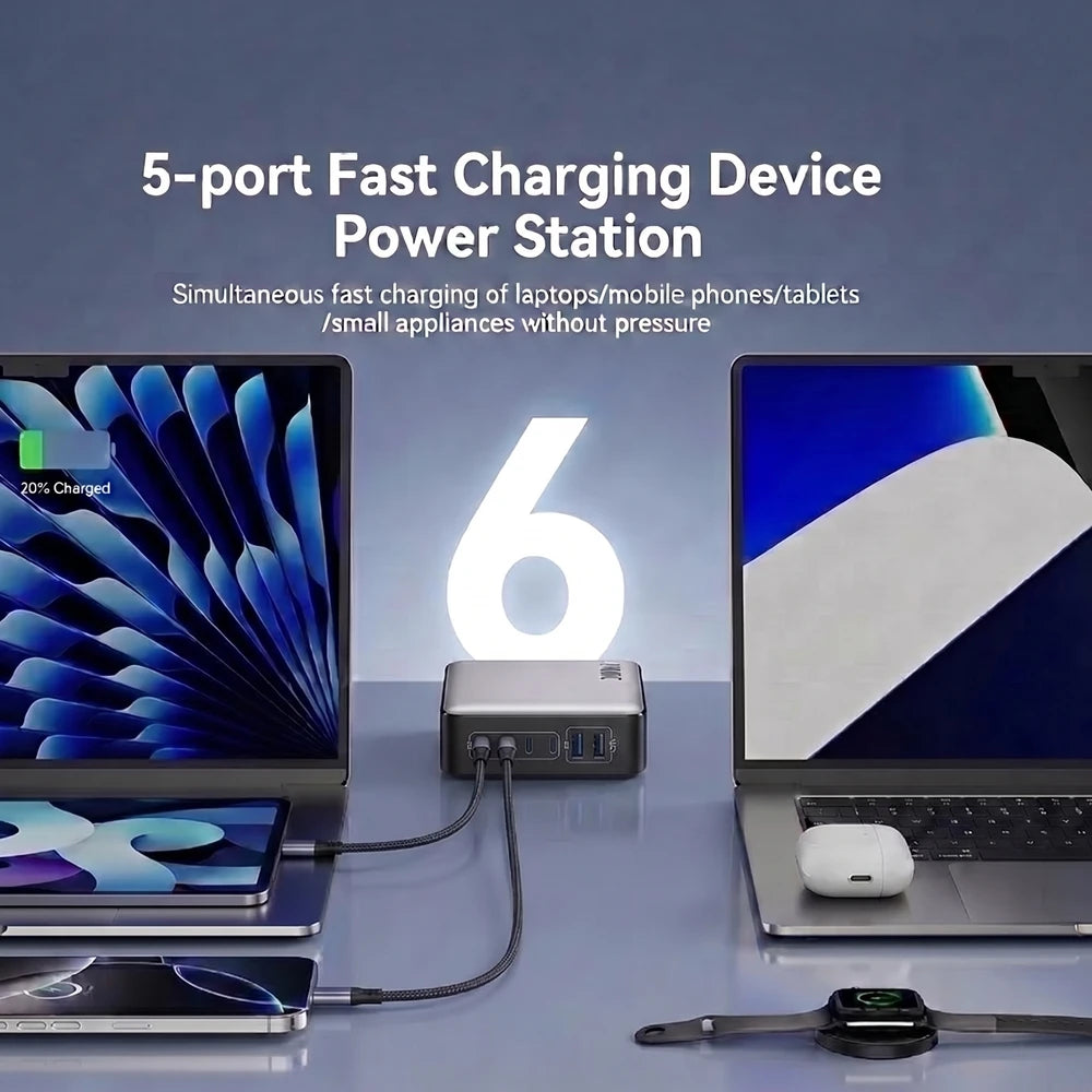 200W Six-in-One USB-C Fast Charging Power Station Charger