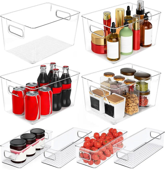 Clear Plastic Storage Bins for Pantry Kitchen and Home Organization