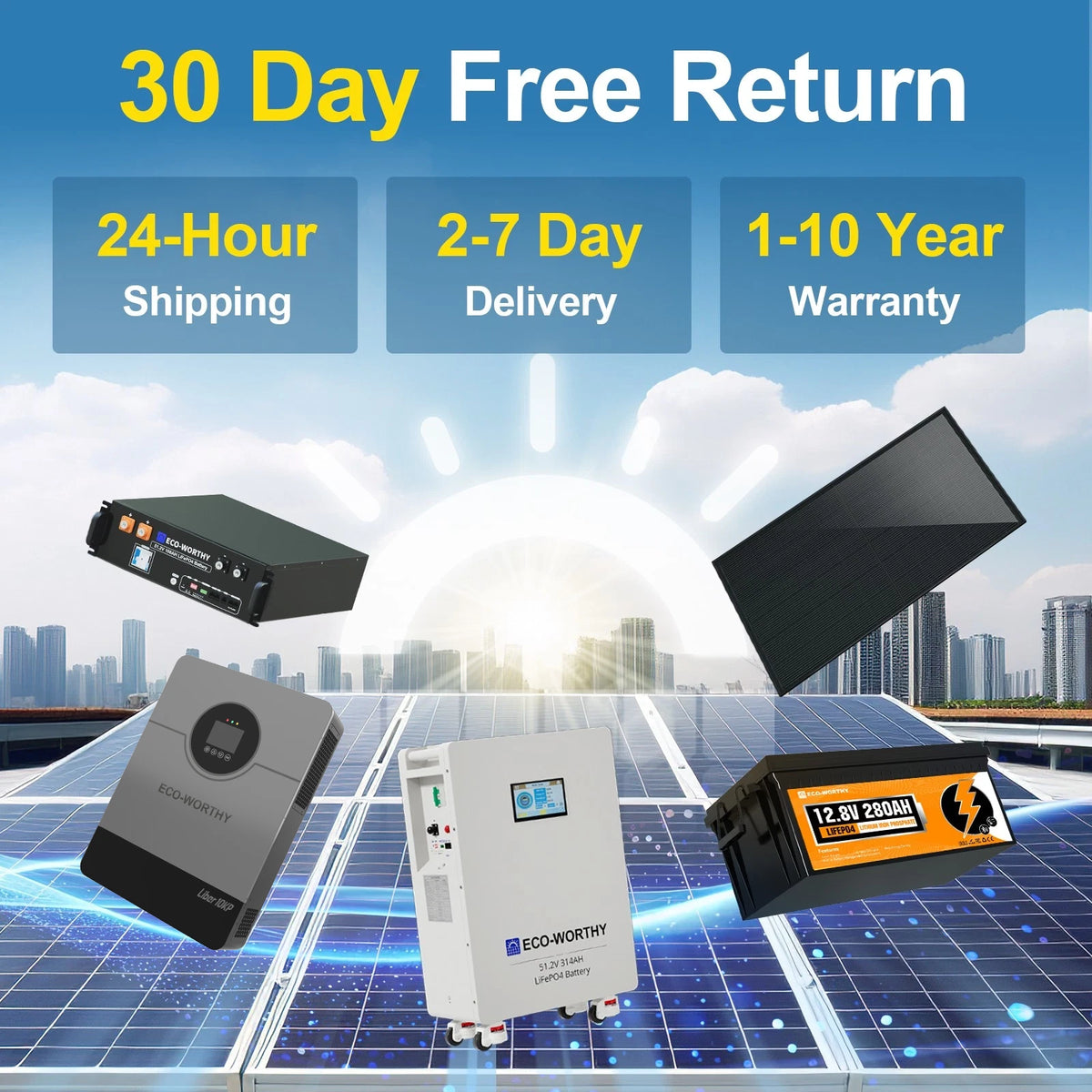 ECO-WORTHY LiFePO4 Energy Storage System With 10kW Hybrid Inverter
