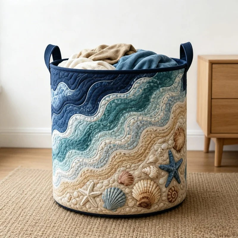 Quilted Collapsible Laundry Hamper With Handles For Home Storage