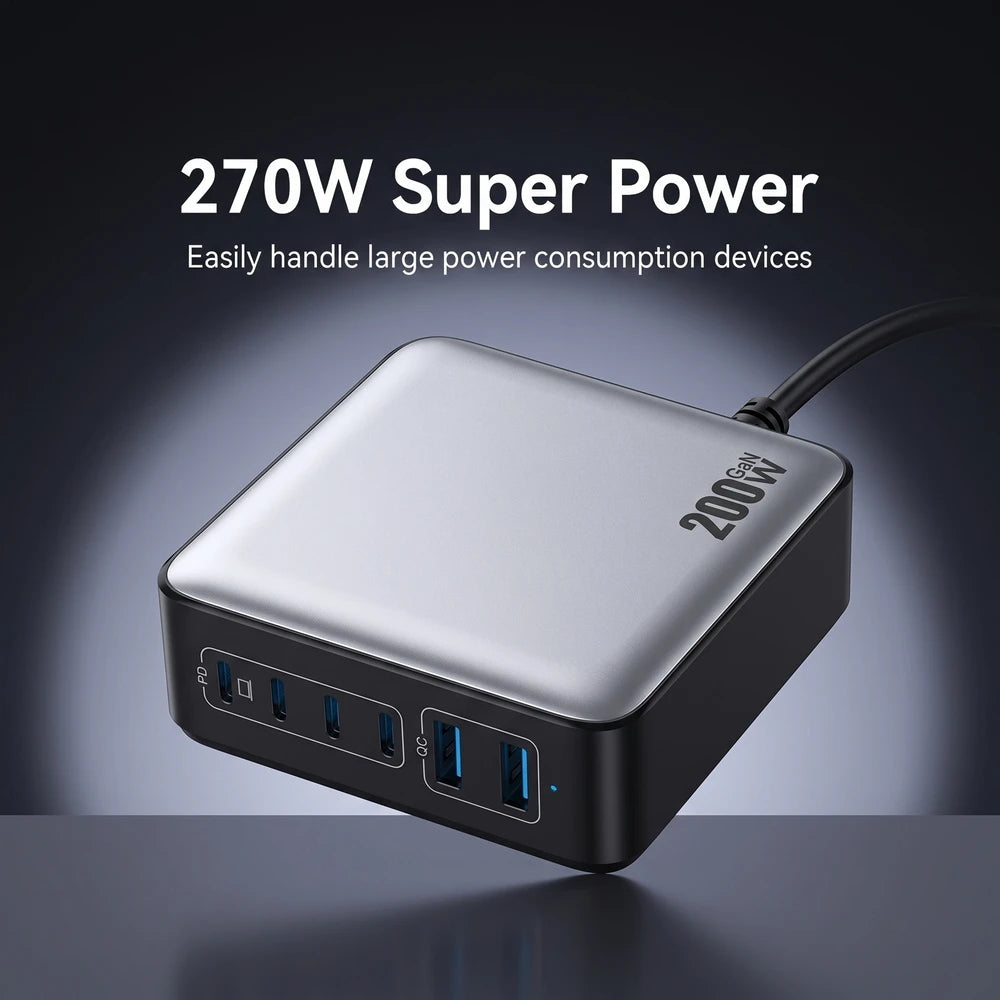 200W Six-in-One USB-C Fast Charging Power Station Charger