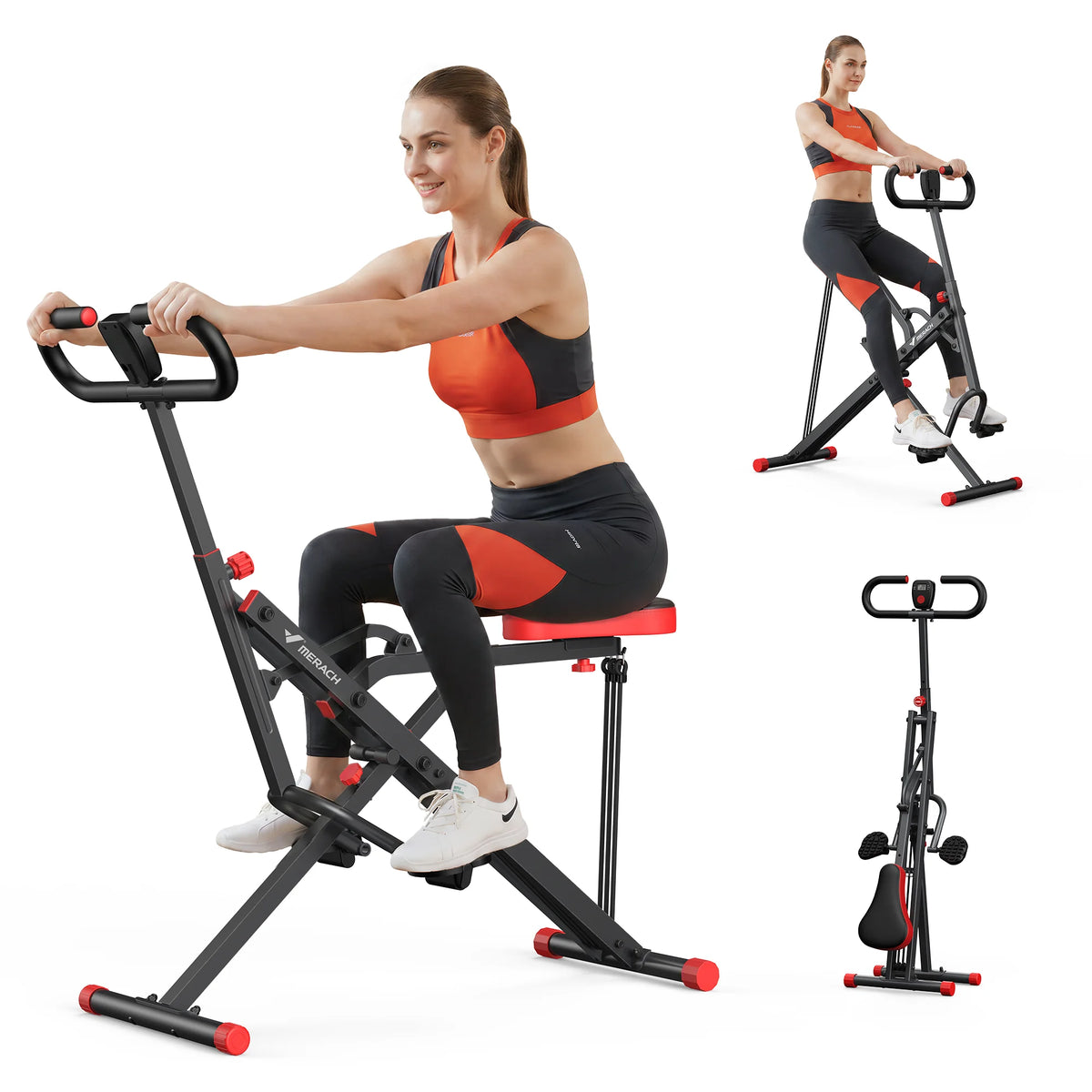 MERACH Foldable Adjustable Squat Rowing Machine for Home Workouts