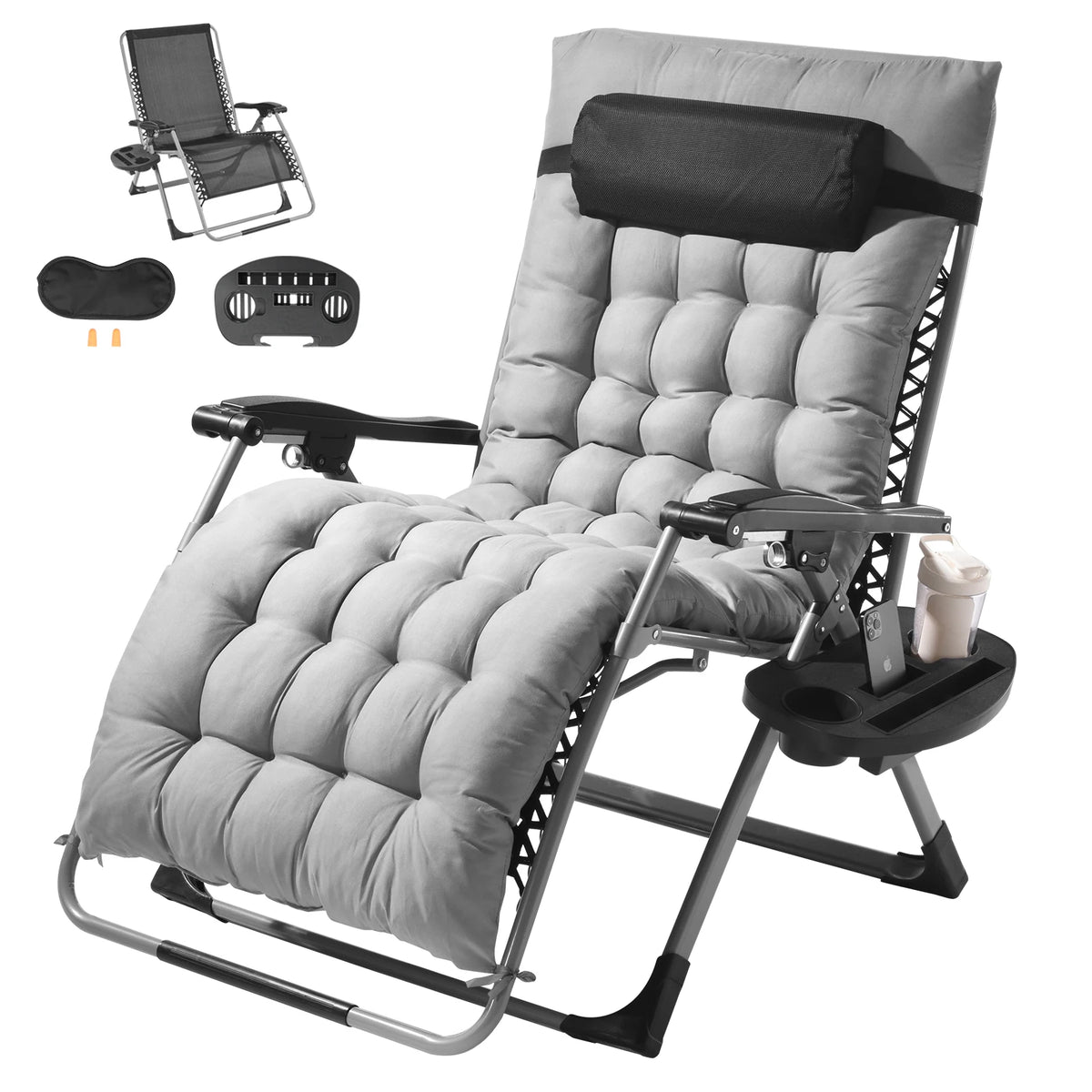 SucceBuy Zero Gravity Recliner Chair With Cushion And Cupholder