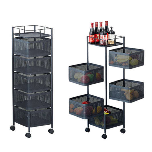 HobbyLane Five Tier Rotating Vegetable Storage Rack With Wheels