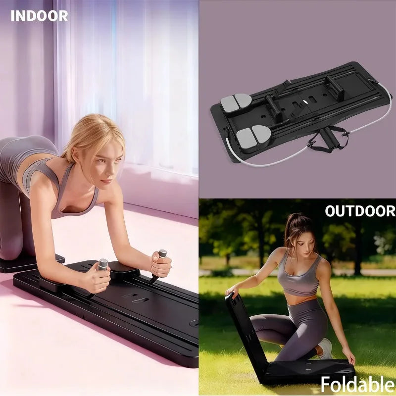 Foldable Home Workout Board With Resistance Bands And Pushup Handles