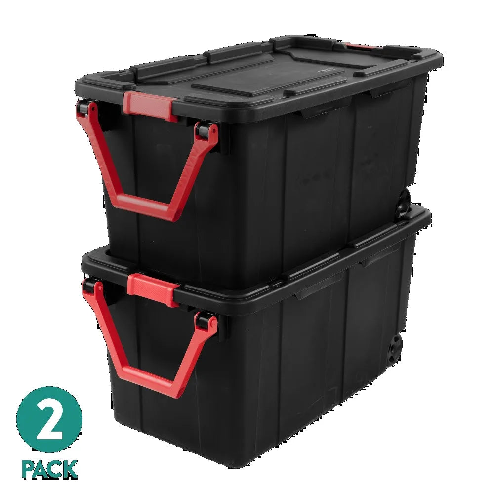 Sterilite Industrial Wheeled Plastic Storage Bin With Convenient Handle