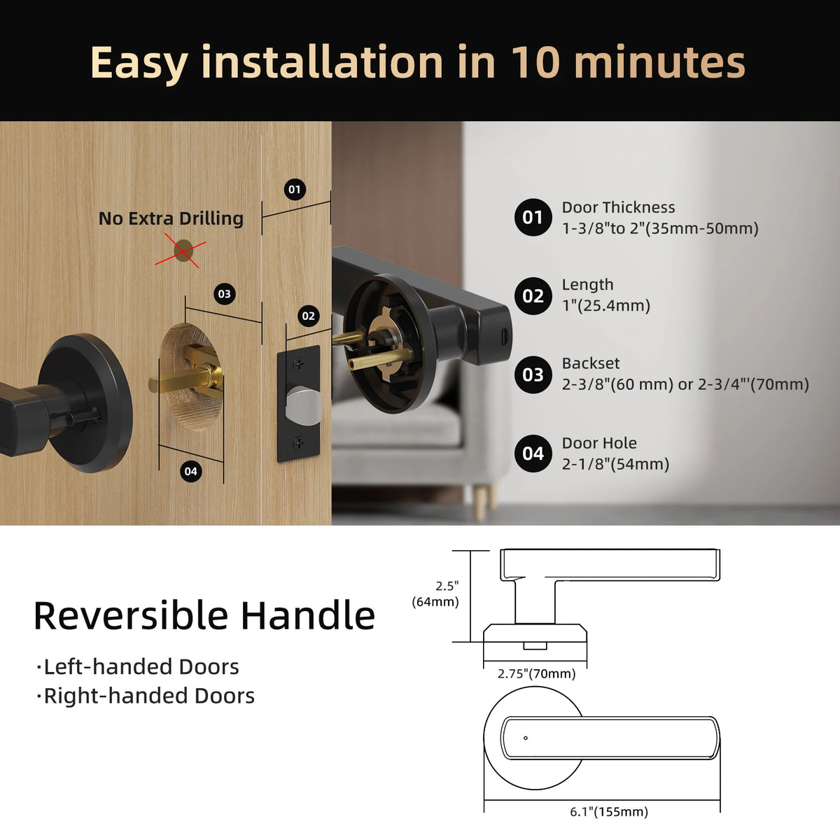 Viladepot Smart Fingerprint Door Lock With App And Keypad Access
