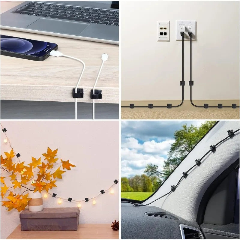 Adhesive Cable Clips for Home Office and Automotive Cable Management