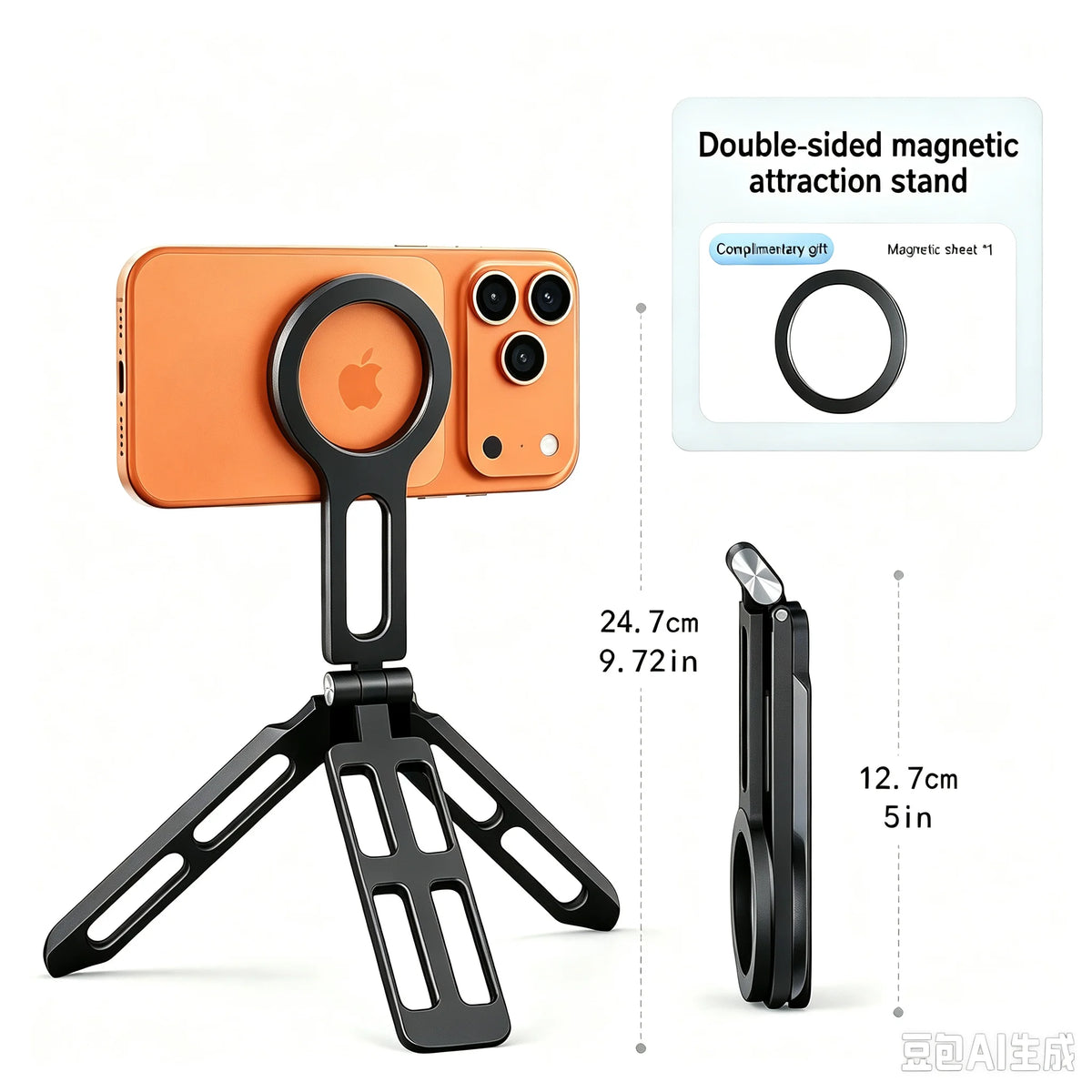 AKABEILA Magnetic Phone Tripod Selfie Stick With Foldable Stand
