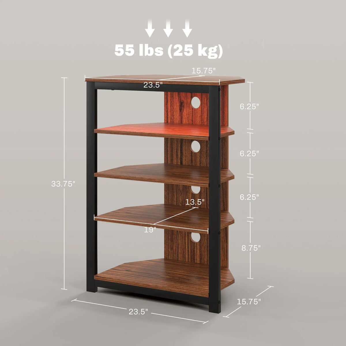 HOMCOM LED Four Tier Media Stand With Cable Management