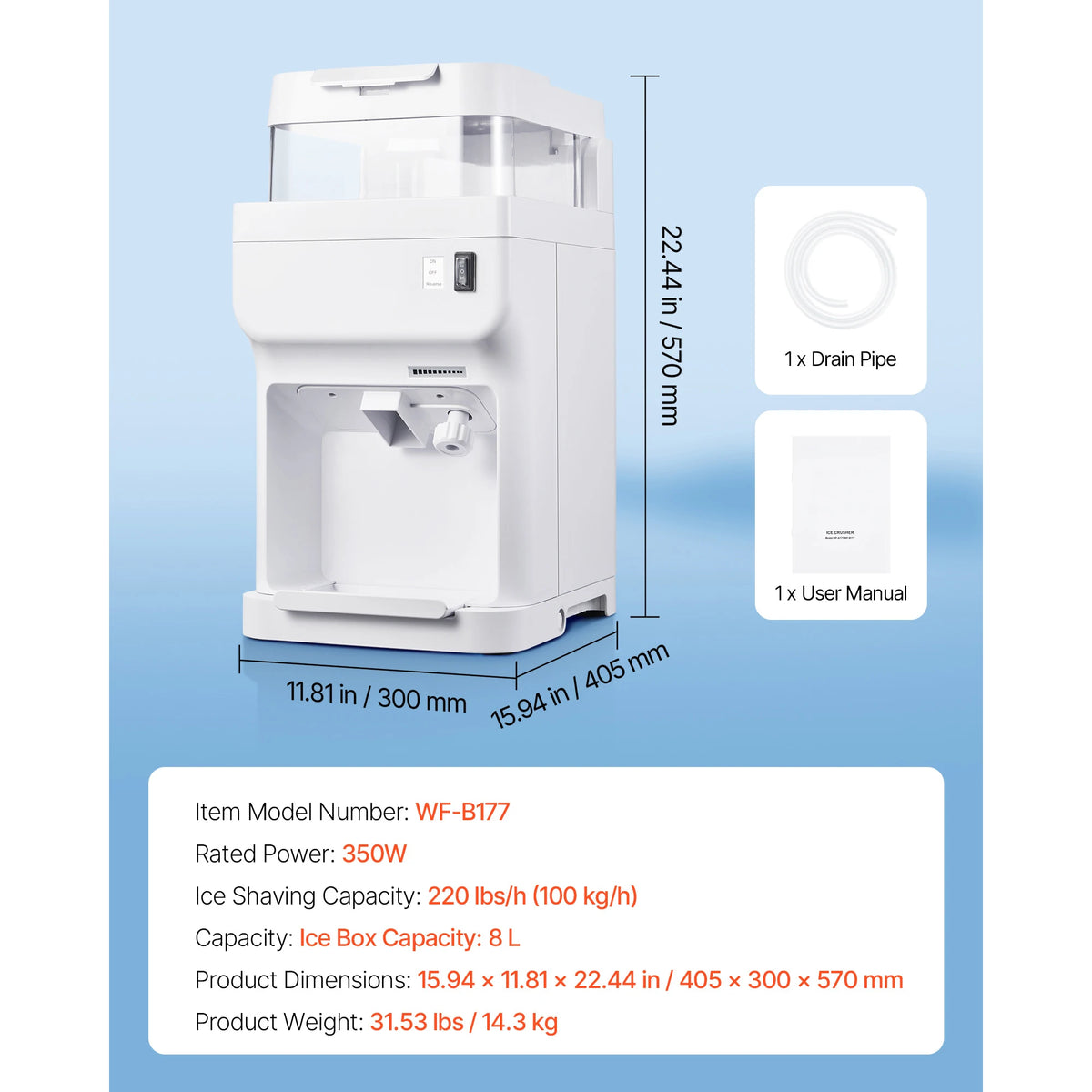 SucceBuy Commercial Electric Ice Shaver for Snow Cones and Treats