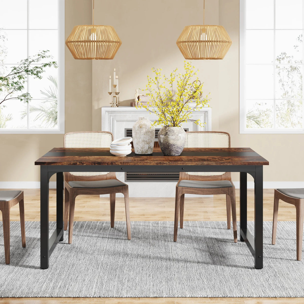 Tribesigns Industrial Dining Table for Kitchen and Dining Room