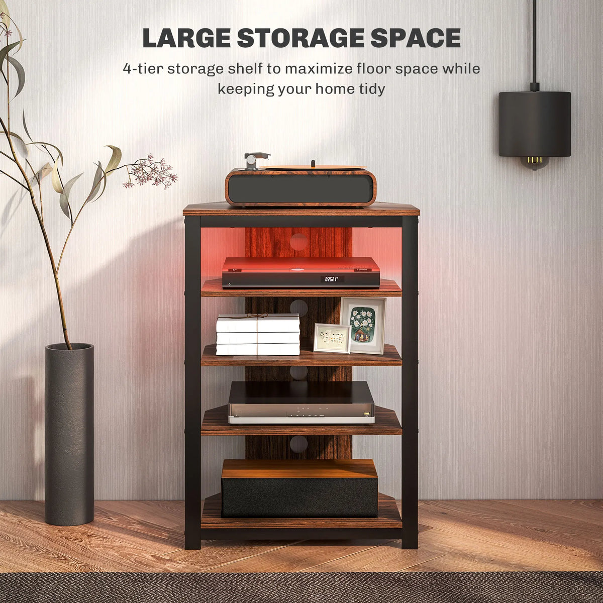HOMCOM LED Four Tier Media Stand With Cable Management