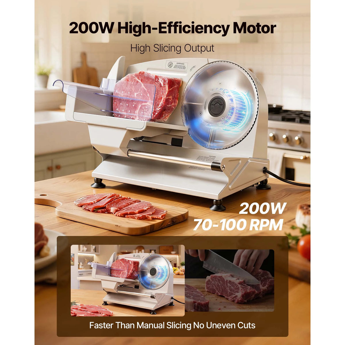 SucceBuy Electric Meat Slicer With Adjustable Thickness And Dual Blades