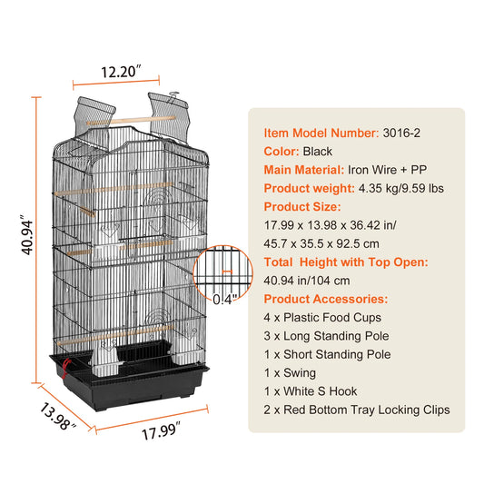 SucceBuy Hanging Bird Cage With Swing And Perch For Parrots