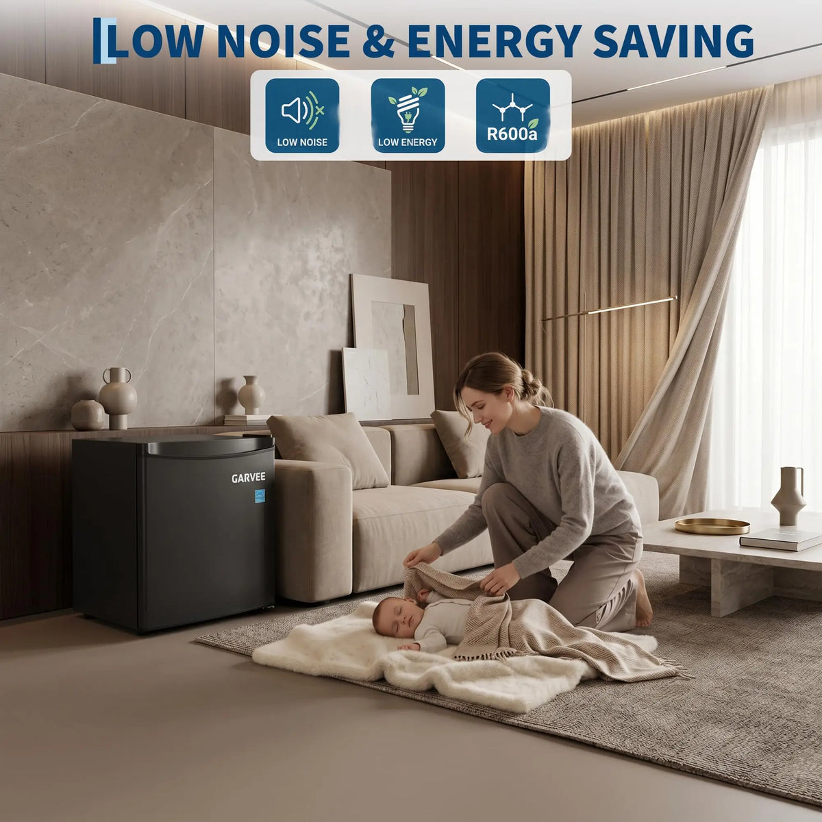 Compact Mini Refrigerator With LED Lighting And Adjustable Shelves