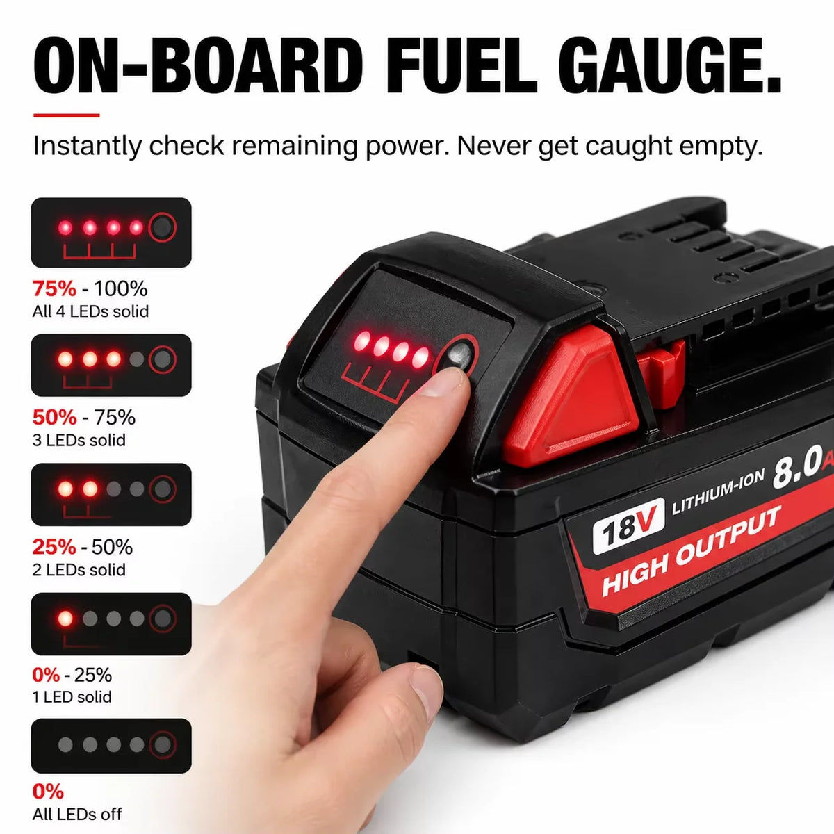 Replacement Lithium Ion Battery Compatible With Milwaukee M18 Power Tools
