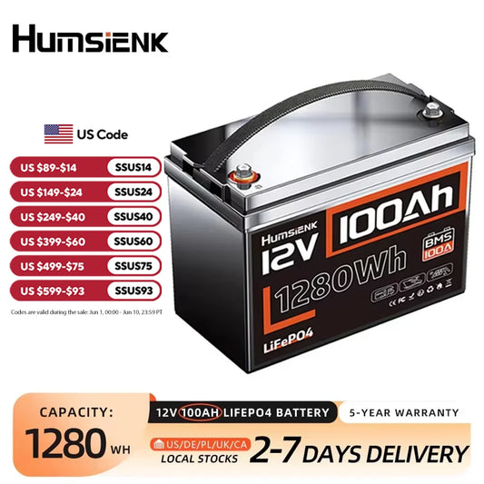 Humsienk LiFePO4 Lithium Battery for RV Solar and Marine Use