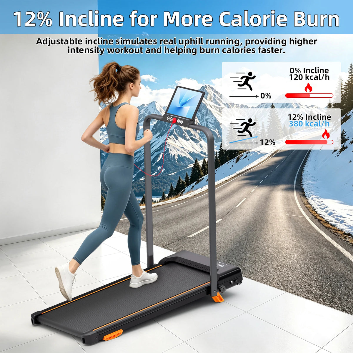 Gymheit Foldable Incline Treadmill for Home Walking and Jogging Workouts