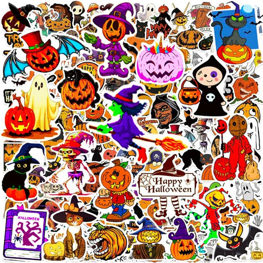 100Pcs Halloween Pumpkin Theme Stickers Bulk Vinyl Waterproof Halloween Holiday Party Decorations for Teens Adults Perfect for