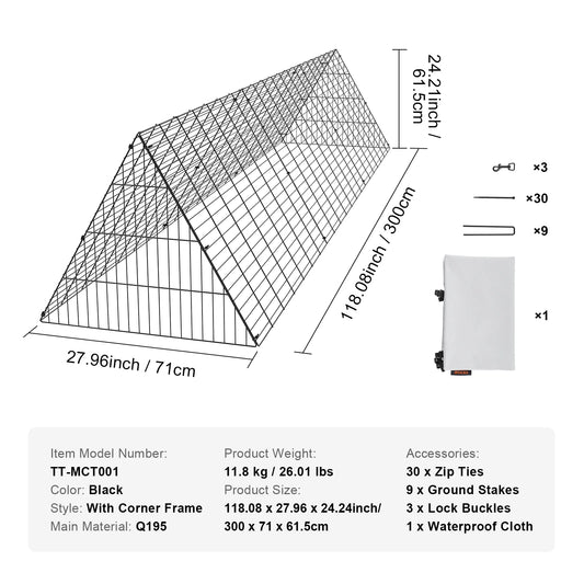 SucceBuy Portable Chicken Tunnel With Corner Frame For Yard
