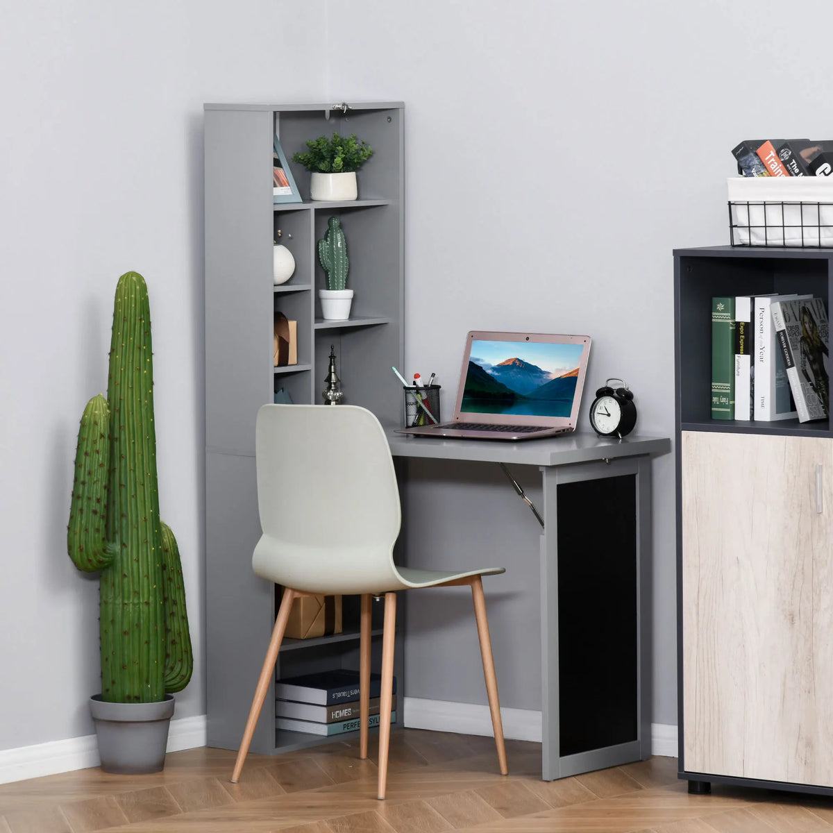 HOMCOM Fold Out Convertible Wall Mounted Computer Desk With Shelf