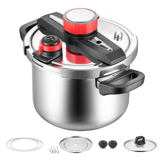 SucceBuy Stainless Steel Pressure Cooker Canner With Tempered Glass Lid