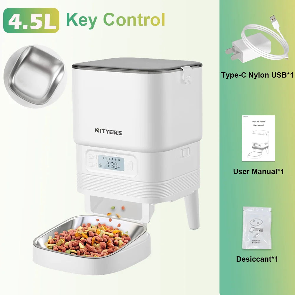 Nityers Automatic Pet Feeder With Stainless Steel Bowl And Timer