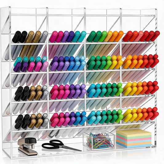 Acrylic Pen Holder Multi Compartment Desk Organizer For Markers