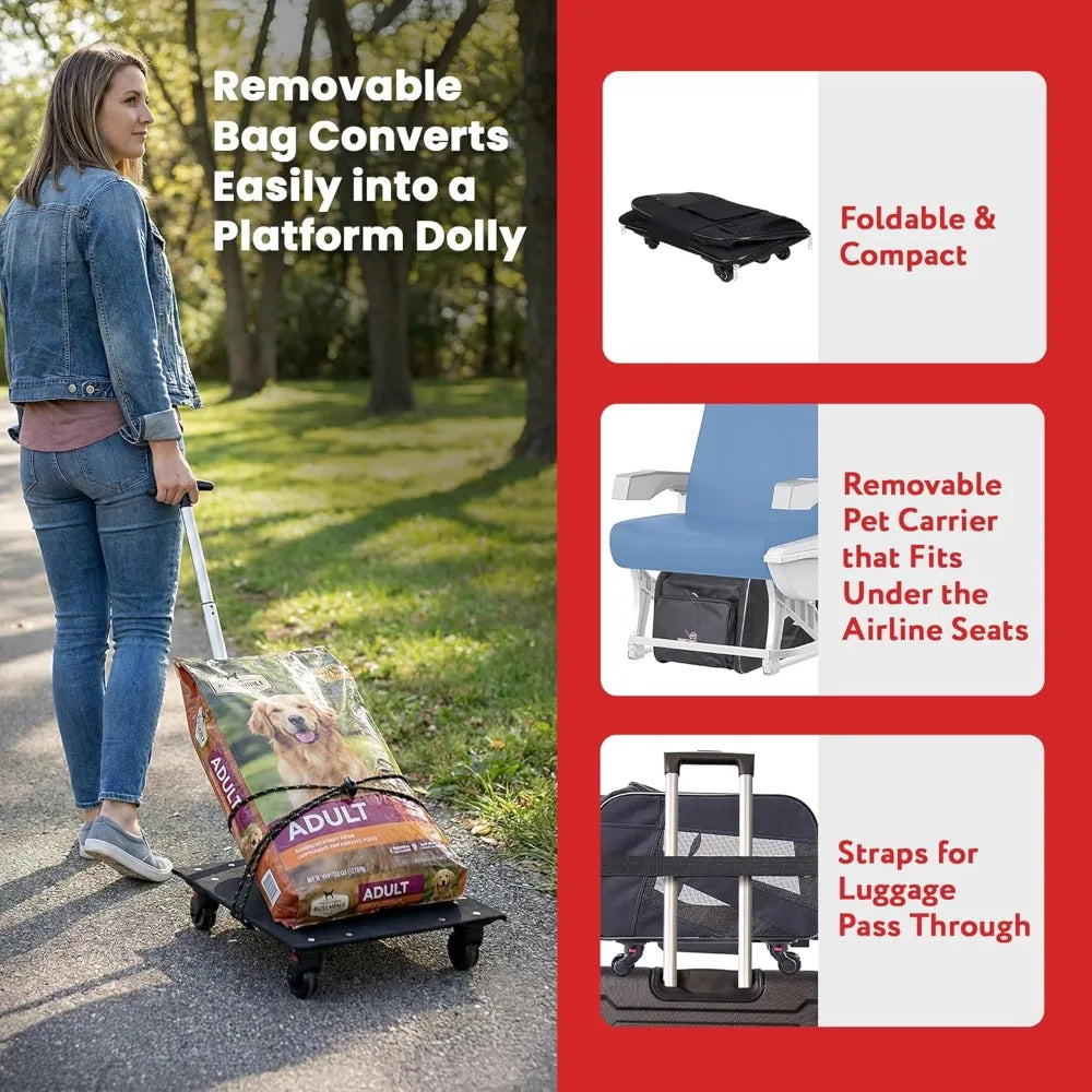 Airline Approved Rolling Pet Carrier for Dog and Cat Travel
