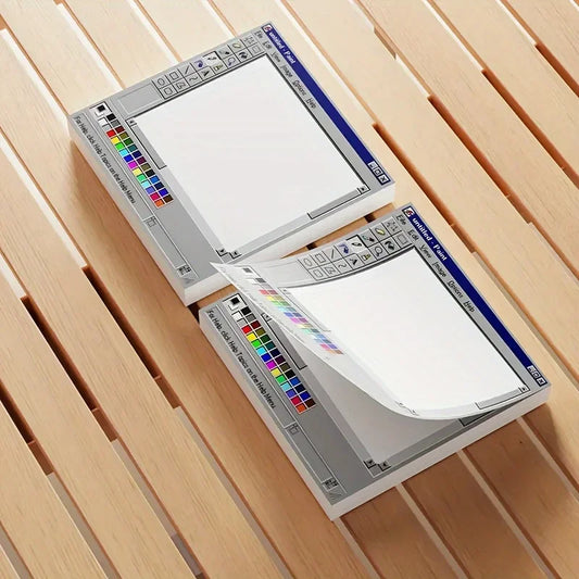 Vintage Computer Theme Adhesive Memo Pad for Office and Art