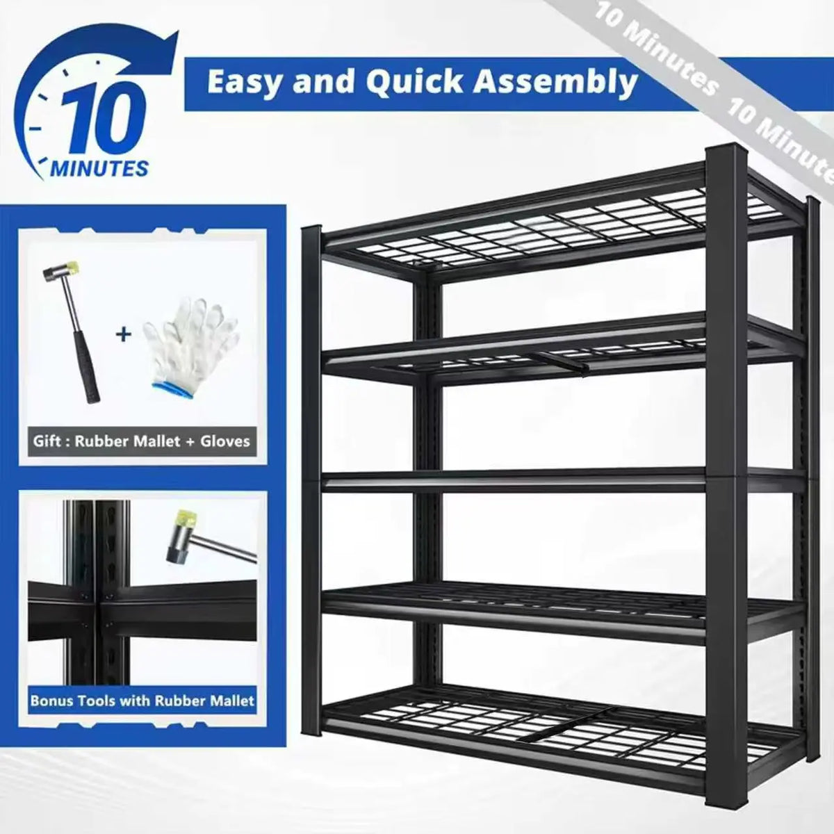 Sarenzoon Adjustable Metal Double Layer Utility Storage Rack for Home and Commercial Use