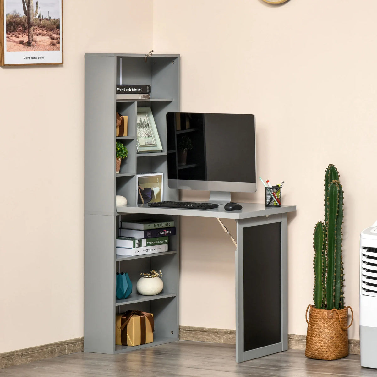 HOMCOM Fold Out Convertible Wall Mounted Computer Desk With Shelf