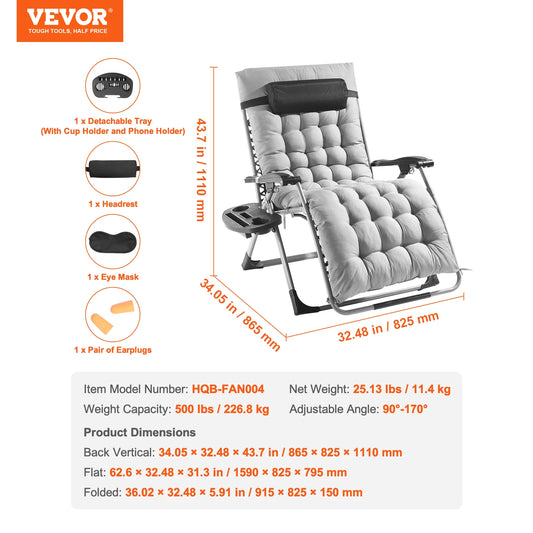 SucceBuy Zero Gravity Recliner Chair With Cushion And Cupholder