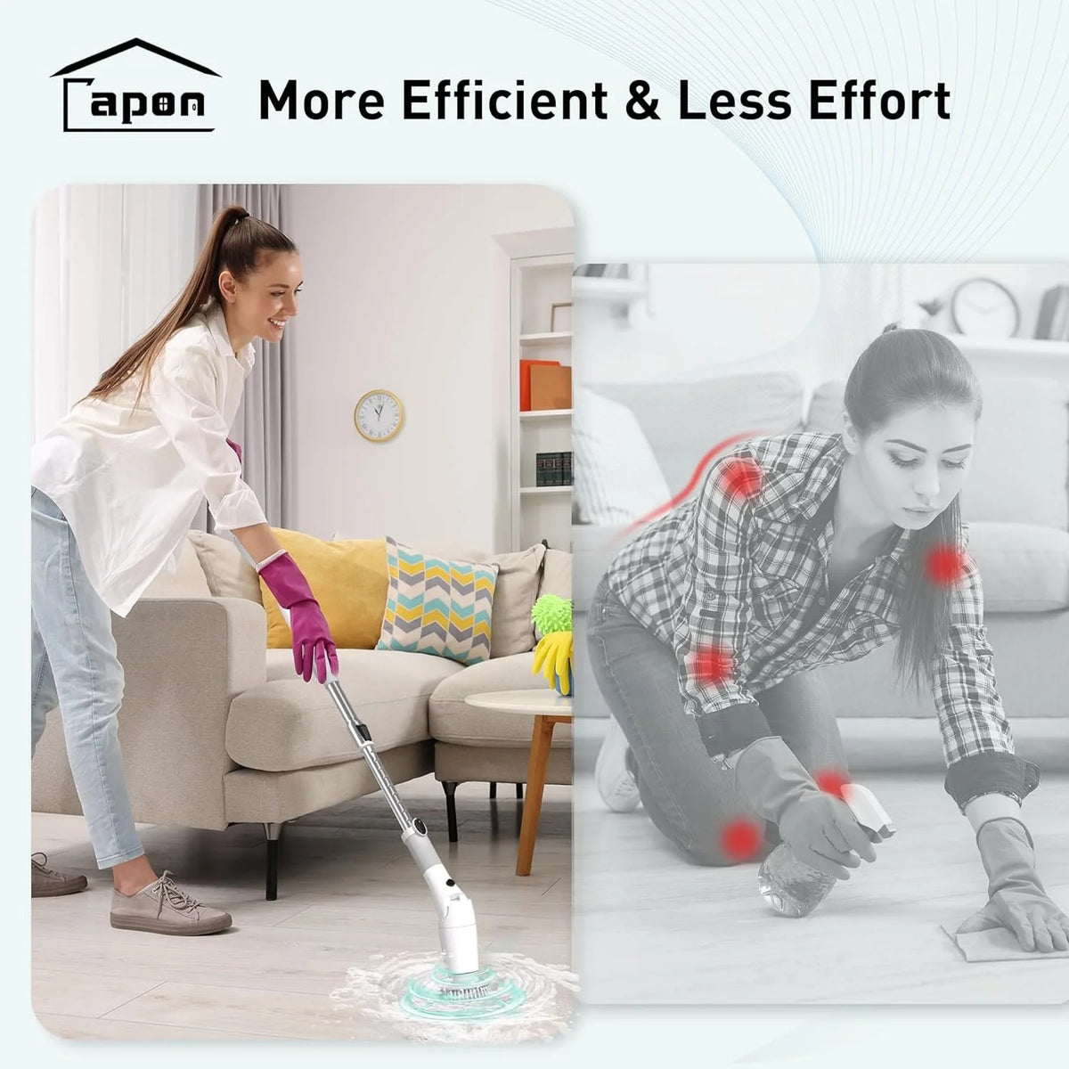 Cordless Electric Spin Scrubber With Brush Heads And Extension Arm