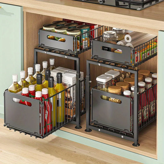 AEHOME Two Tier Slide Out Under Sink Storage Organizer